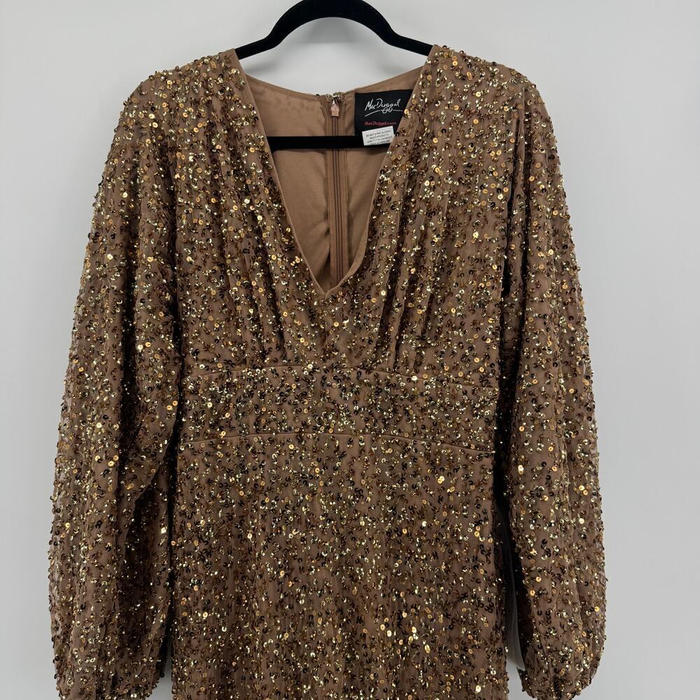 Mac Duggal 10791 Bronze Sequin Long Sleeve Gown Size 12 NWT Formal Prom Bishop - Picture 5 of 12